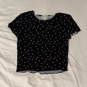 Black Heart Patterned Women's Top